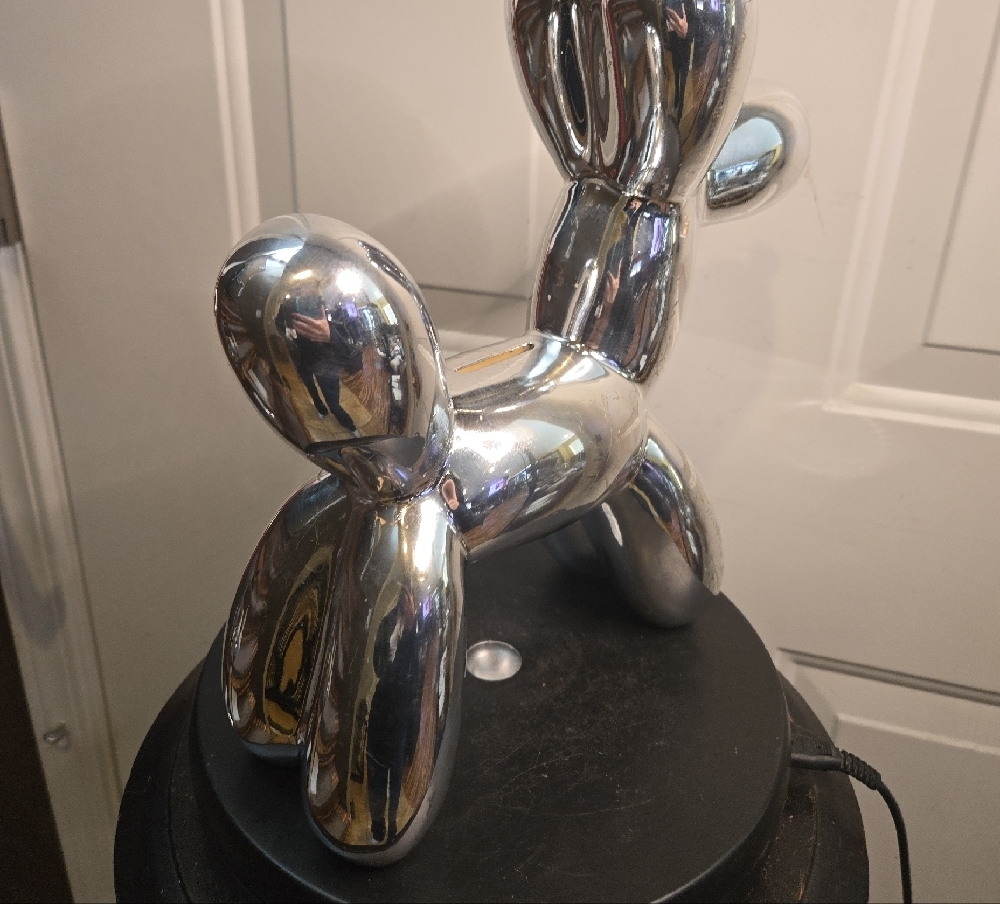 Jeff Koons Style Silver Balloon Dog Sculpture Ceramic Piggy Bank - Picture 4 of 13